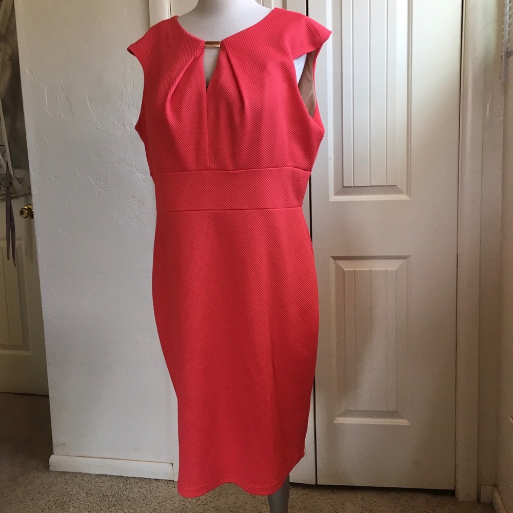 Coral Sleeveless Sheath Dress